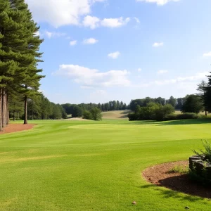 Families enjoying a golf course together