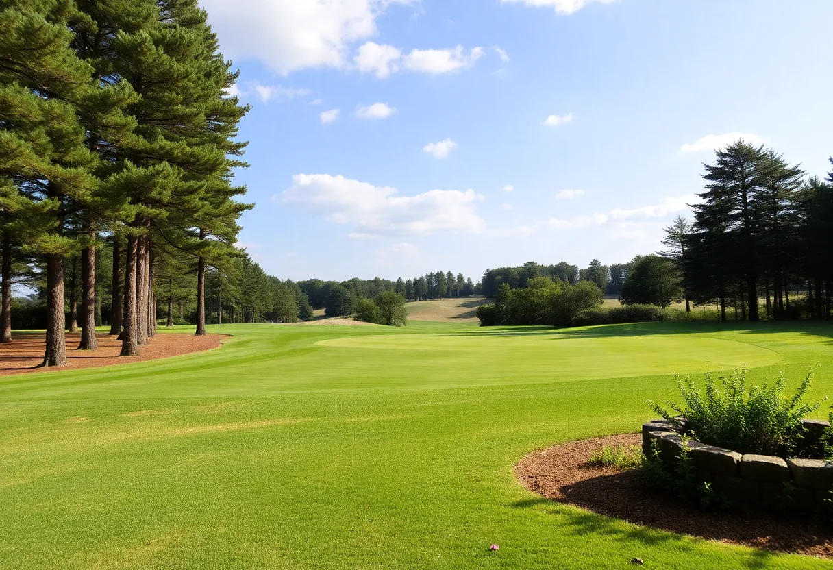 Families enjoying a golf course together
