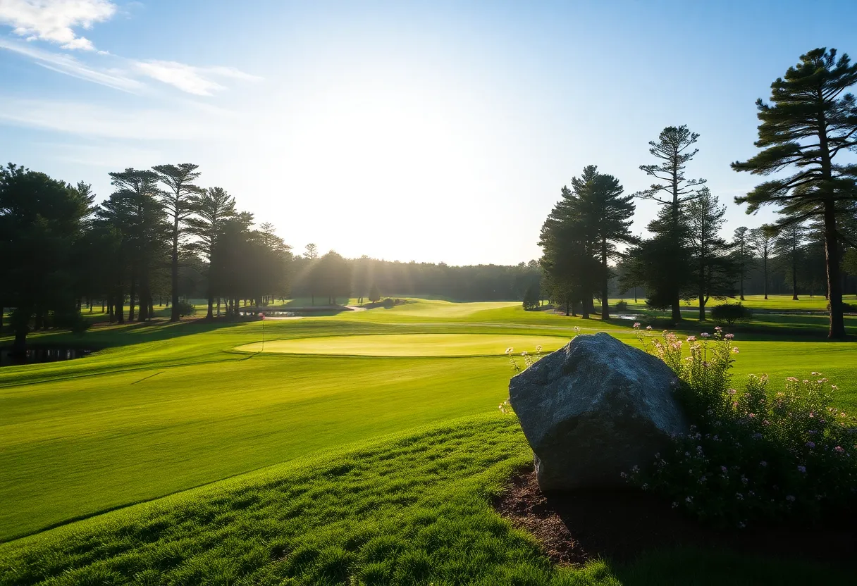 Coastal view of Quidnessett Country Club with seawall
