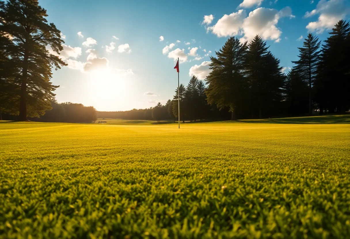 Women golfers competing in a tournament