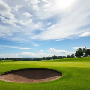 Golf course featuring efficient irrigation practices in arid climate