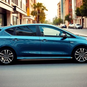 2025 Volkswagen Golf GTI parked on city street