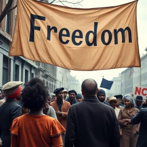 Abolitionist activists gathering to discuss strategies for ending slavery.