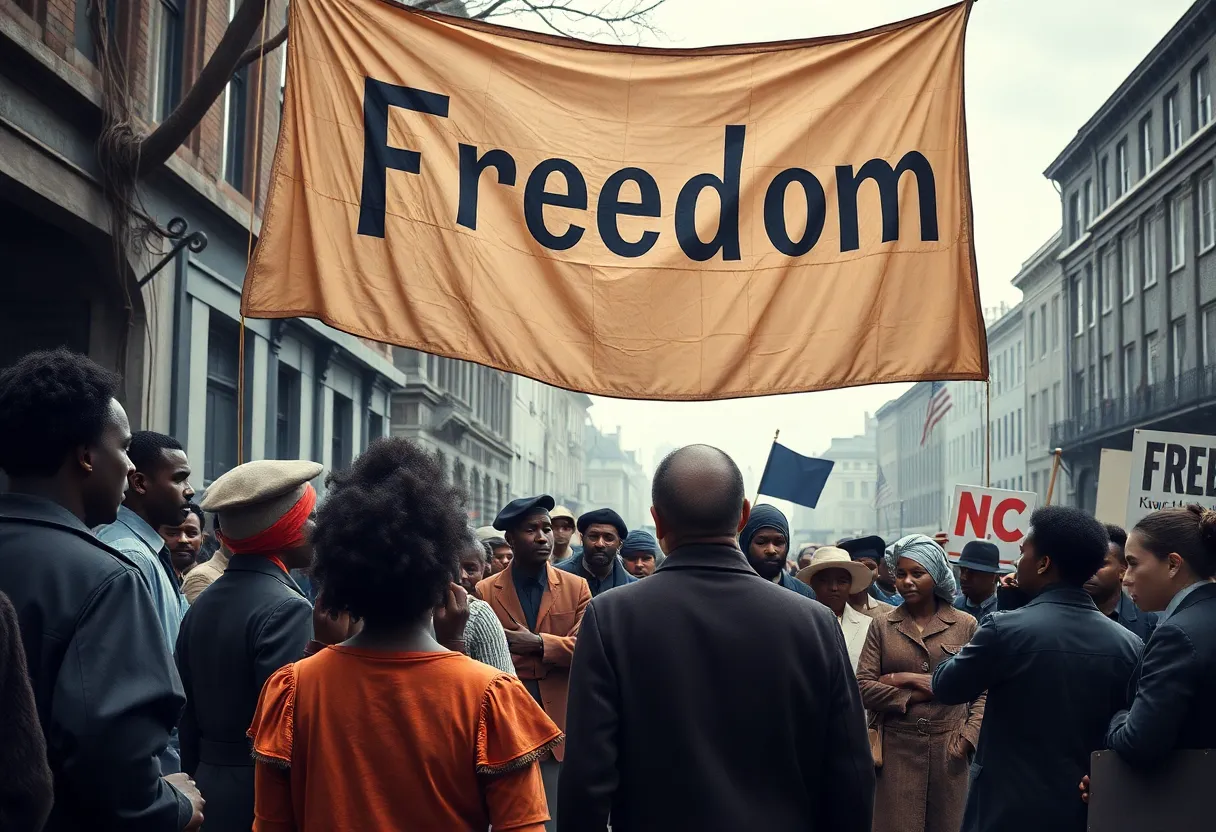 Abolitionist activists gathering to discuss strategies for ending slavery.