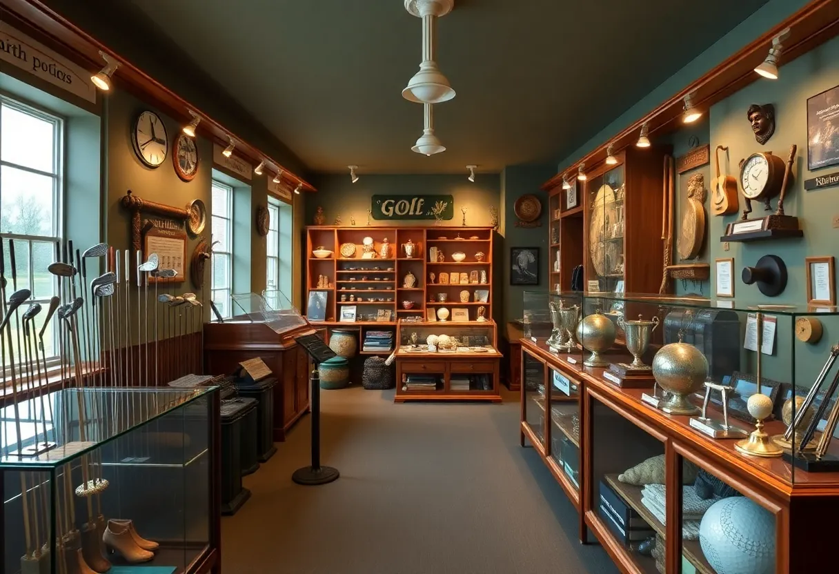 Display of golf memorabilia in the American Golf Museum