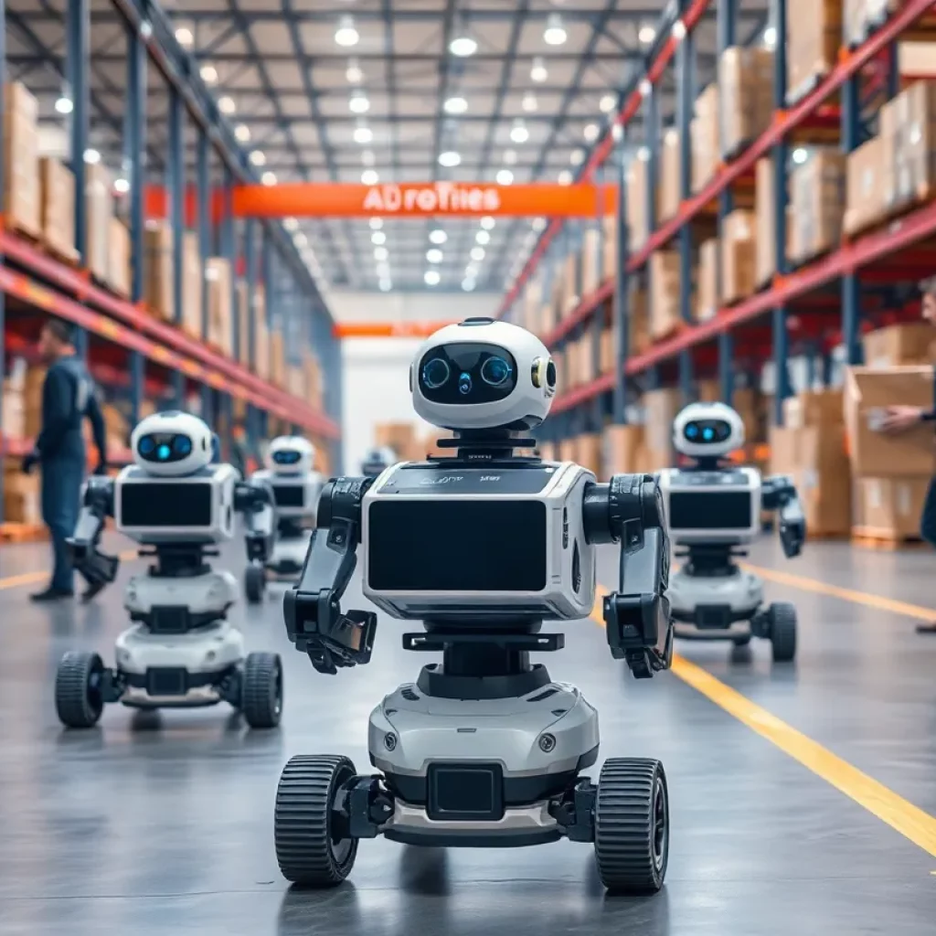 Robots navigating a busy warehouse