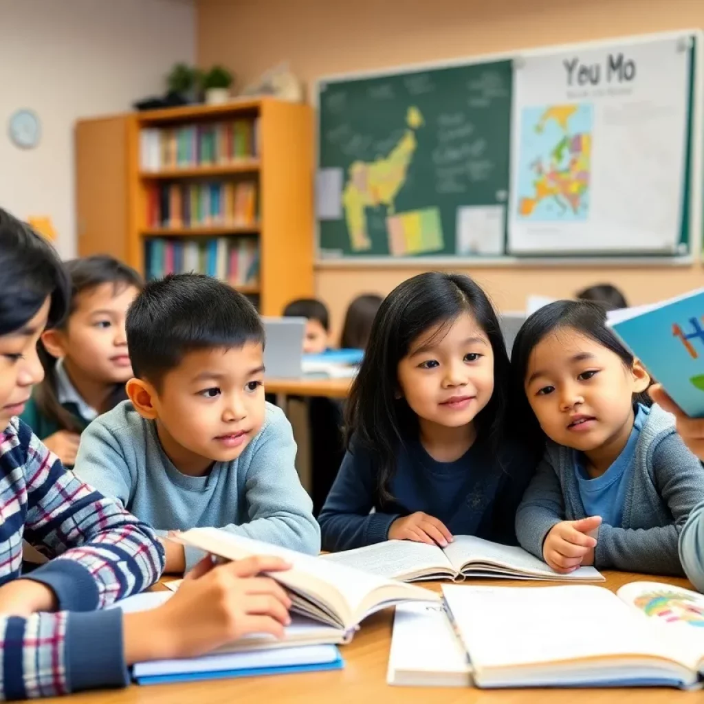 Students in a bilingual education classroom in Boston