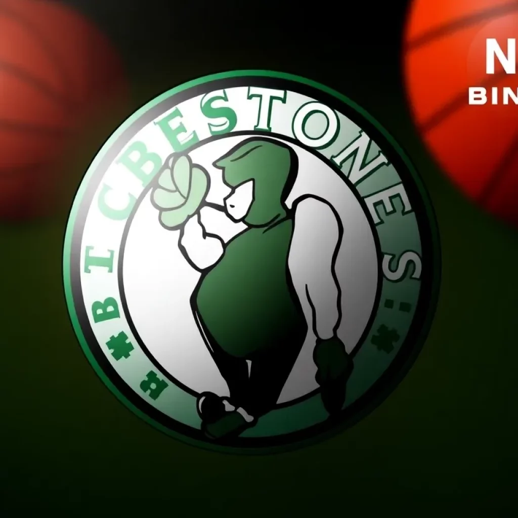 Representation of Boston Celtics logo with basketball elements