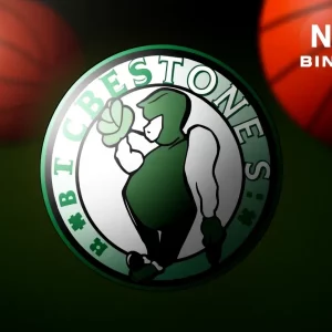 Representation of Boston Celtics logo with basketball elements