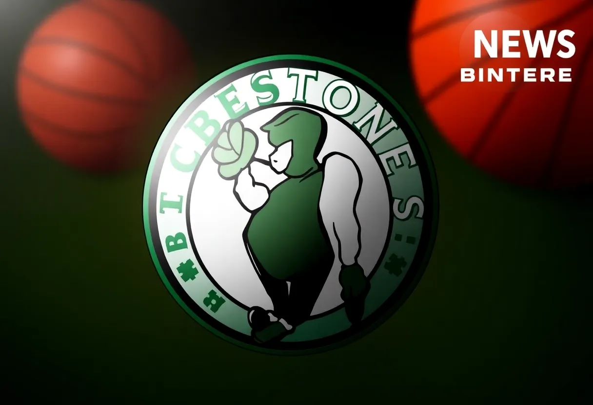 Representation of Boston Celtics logo with basketball elements