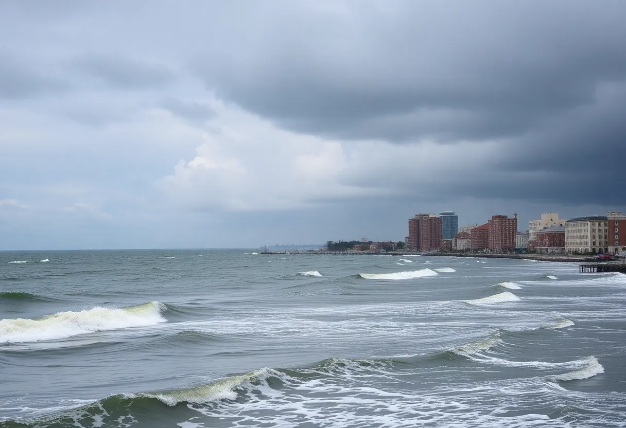 Boston coastal view illustrating changing weather conditions