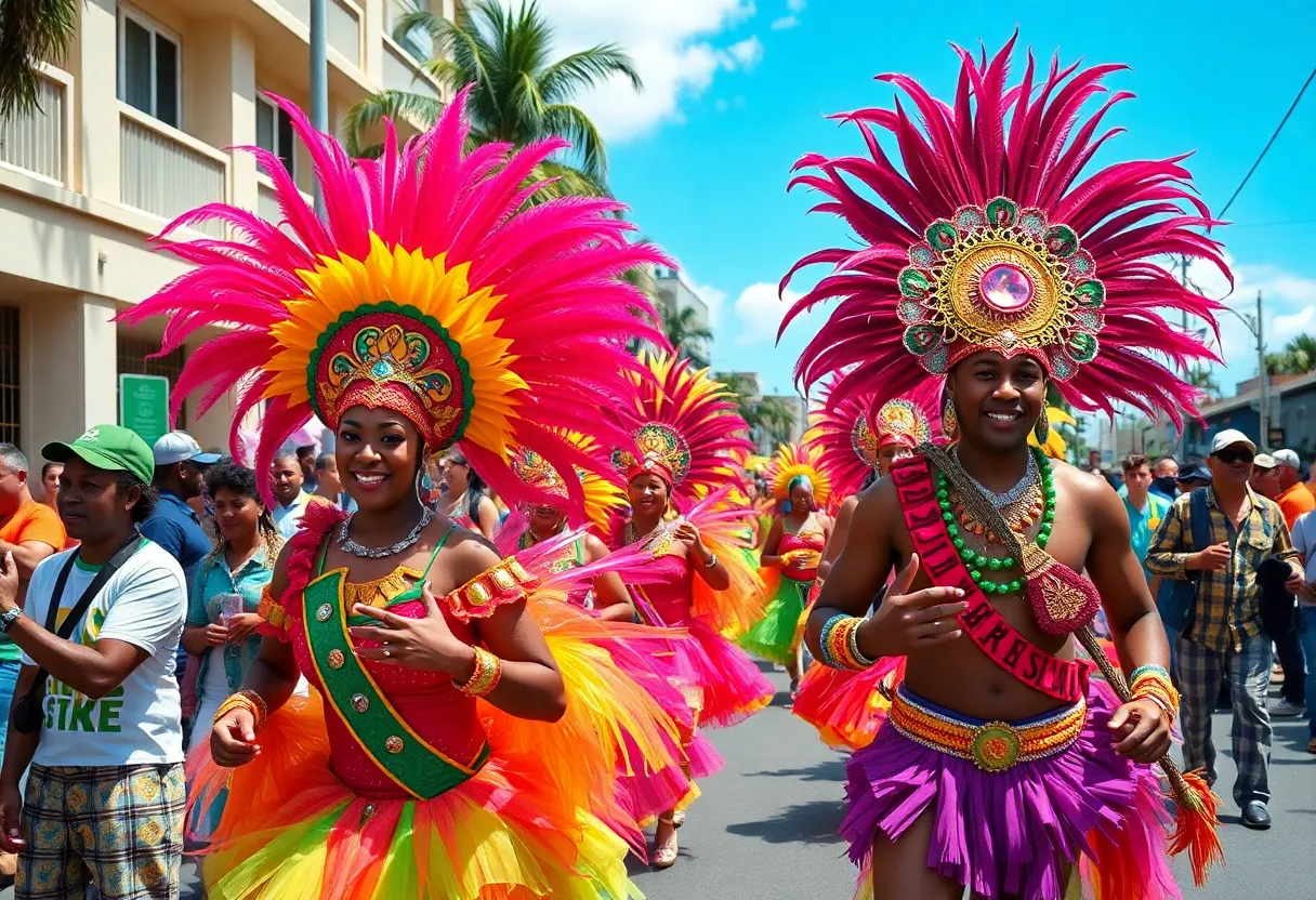 Boston J'ouvert parade with colorful costumes and festivities