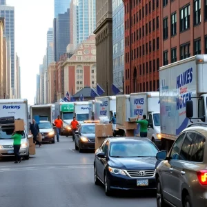 Boston streets filled with moving trucks and people on September 1.