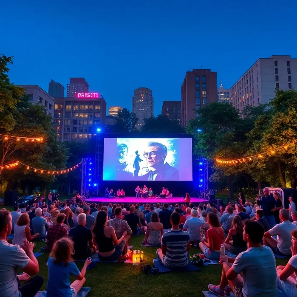 Community gathering for outdoor movie screenings in Boston