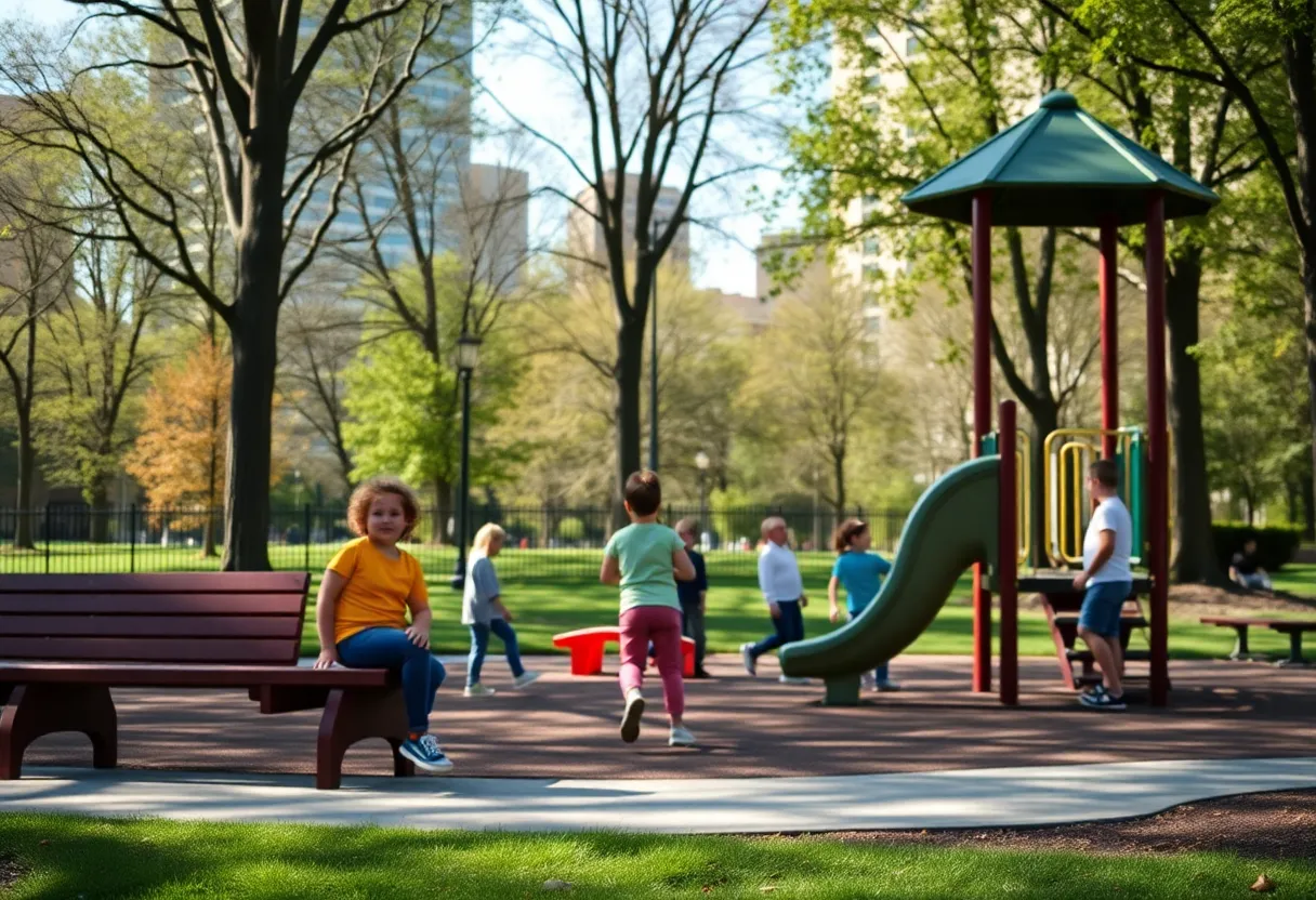 Children playing in a safe Boston park