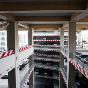 Multi-level parking garage in Boston with safety features