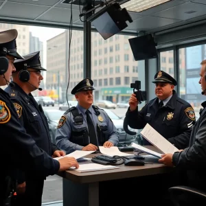 Boston Police Department officers using digital communication equipment