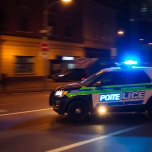 Police officers responding to an incident in Boston at night