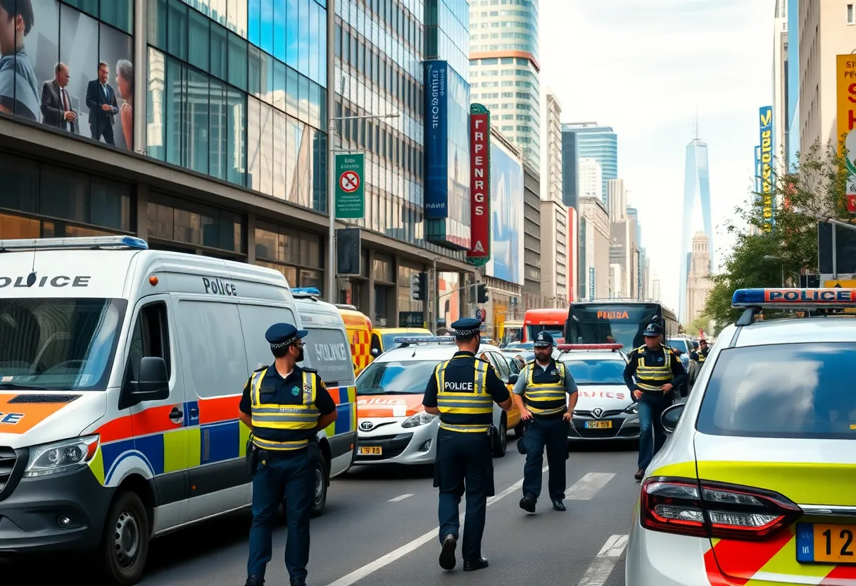 Police officers managing a crowd in Boston after incidents of violence
