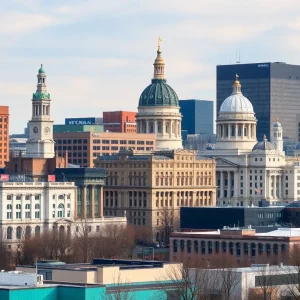 Boston skyline with a focus on city government buildings related to immigration policies