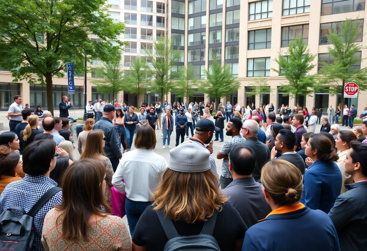 Mayor Wu's press conference on sanctuary policies in City Hall Plaza.