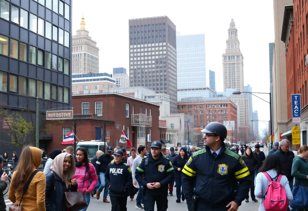 A diverse Boston community representing unity and safety amidst sanctuary policy discussions.