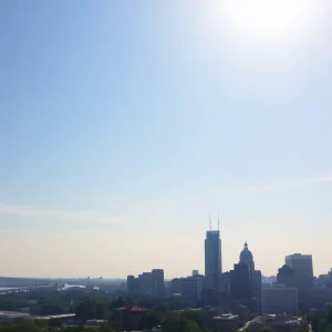 Boston skyline on a summer day with haze