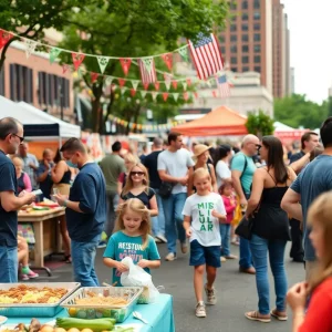 Families enjoying activities at a Boston festival