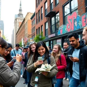Participants searching for cash in Boston's streets