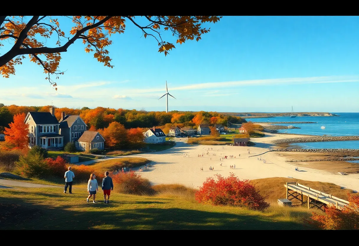 Autumn view of Cape Cod with families enjoying the outdoors