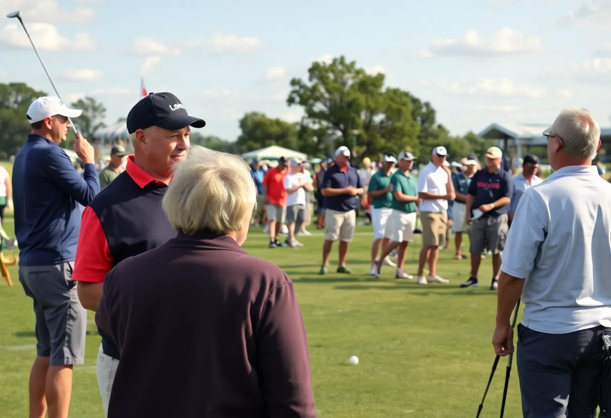 Celebrities participating in a charity golf tournament