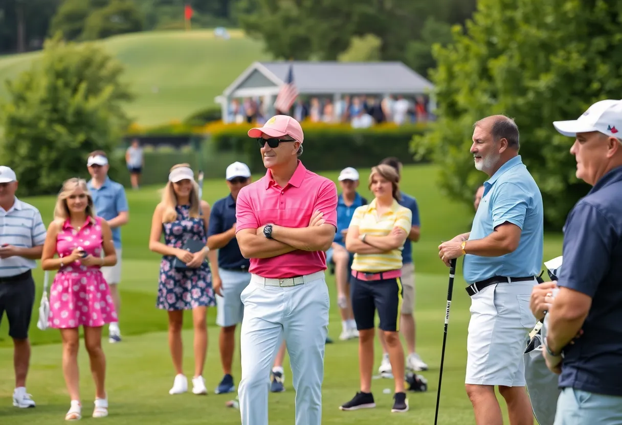 Celebrities participating in a charity golf tournament