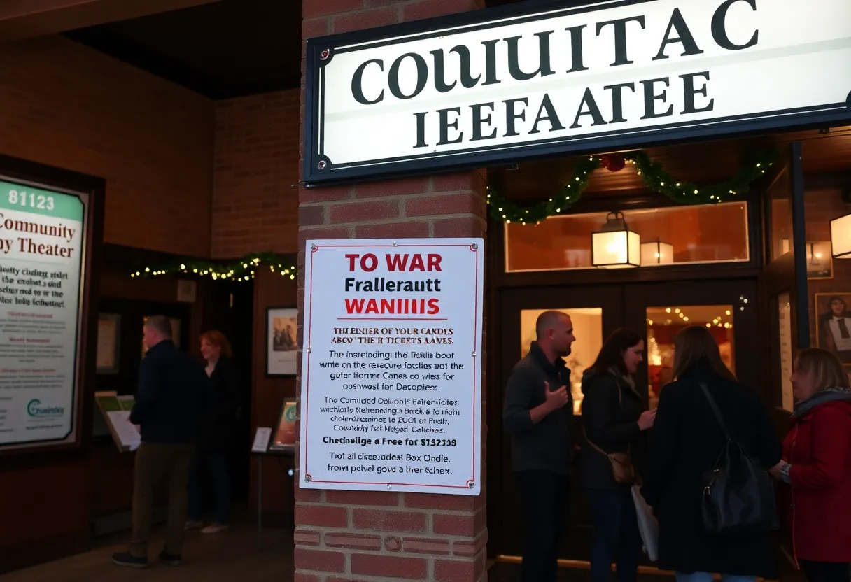 Warning sign at the Company Theatre regarding fraudulent ticket sales