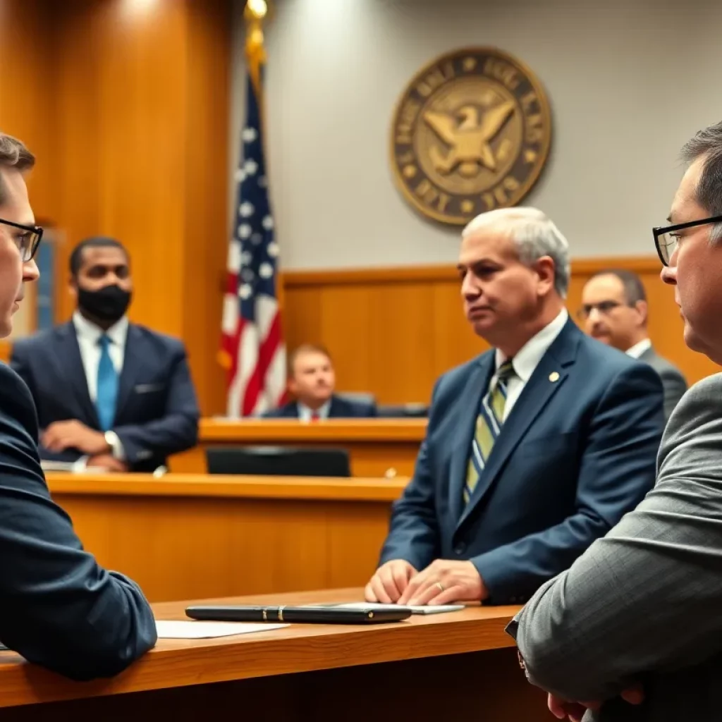 Courtroom during a police officer appeal hearing