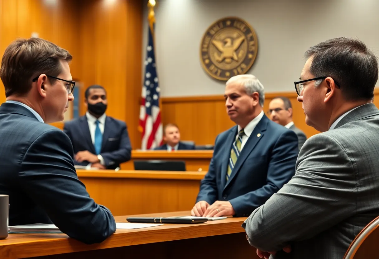 Courtroom during a police officer appeal hearing