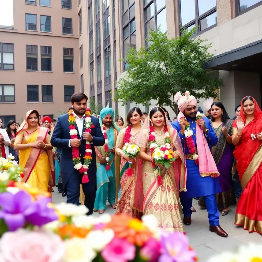A cultural wedding celebration blending Hindu and Buddhist traditions in Boston
