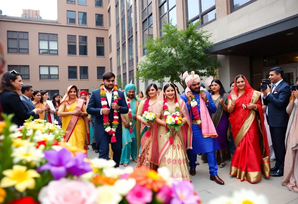 A cultural wedding celebration blending Hindu and Buddhist traditions in Boston