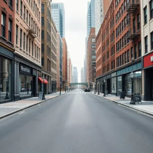 Empty Boston downtown street illustrating urban decline