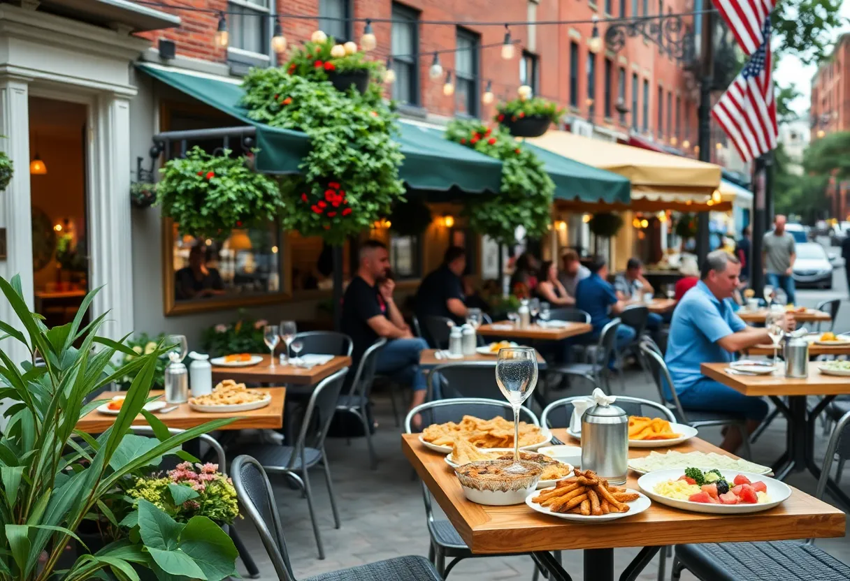 Outdoor dining scene during Dine Out Boston showcasing diverse cuisines