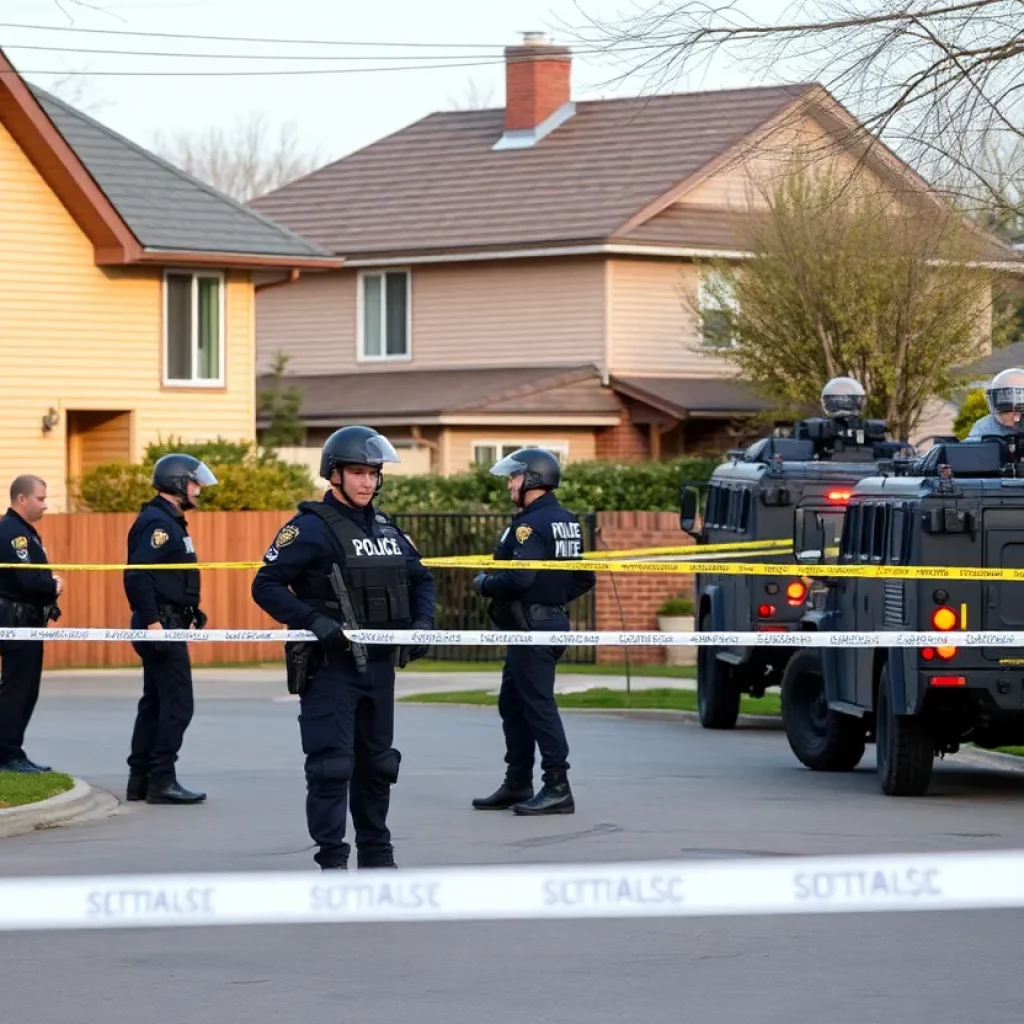 Police cordoning off a crime scene in Dorchester