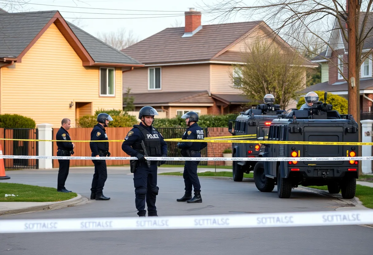 Police cordoning off a crime scene in Dorchester