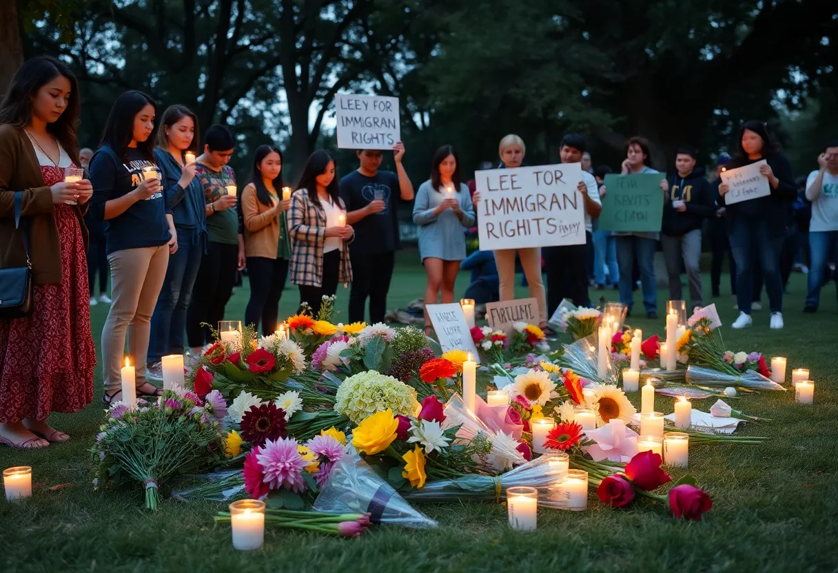 Community members at East Boston vigil supporting detained organizers