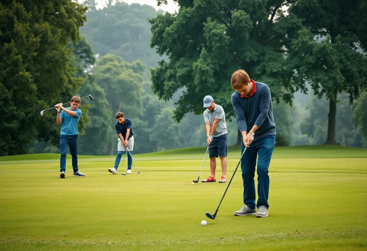 Franklin County Golf Team playing at Connemara Golf Course on a rainy day.
