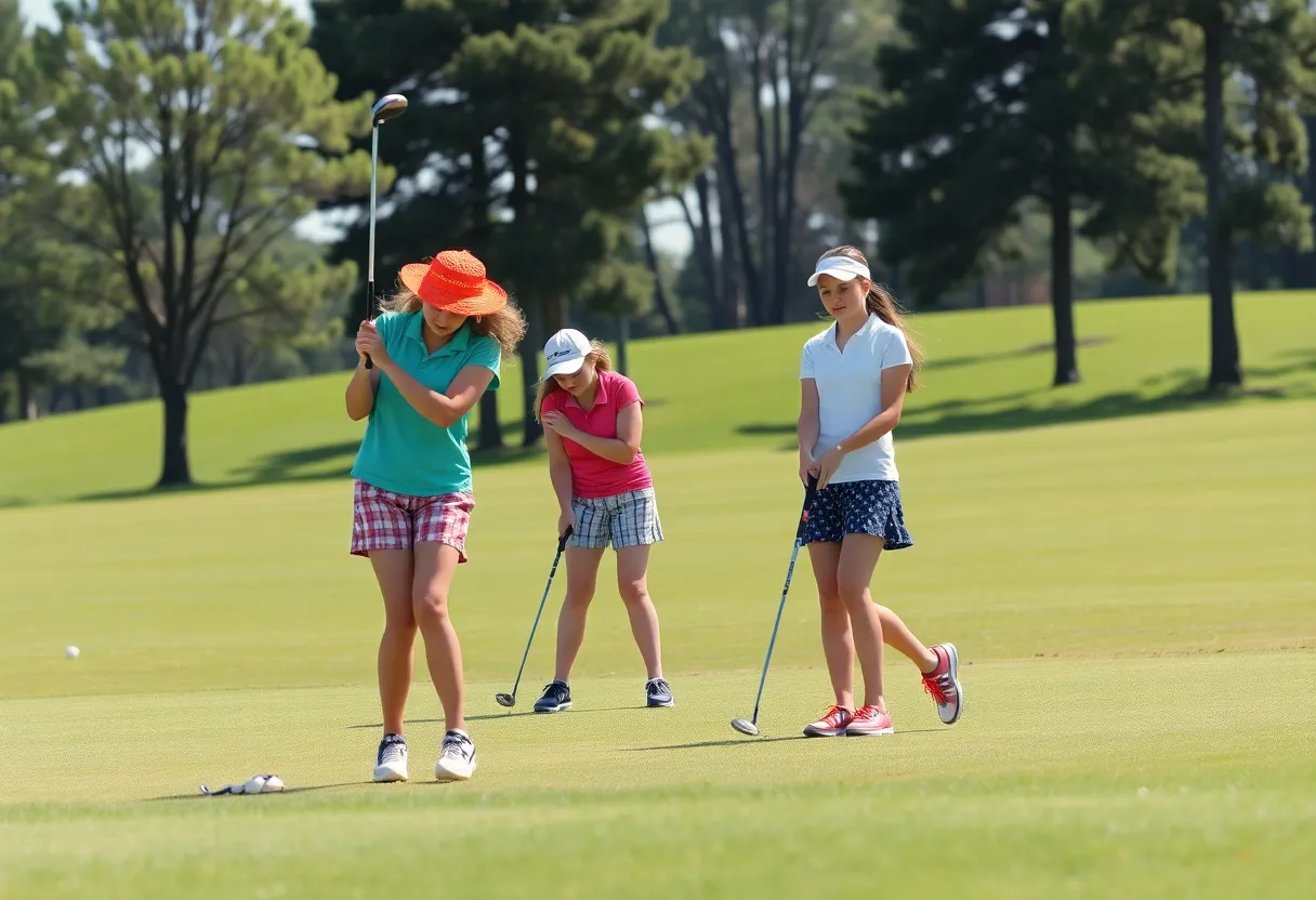 Young female golfers participating in a tournament at Lake Ripley Country Club