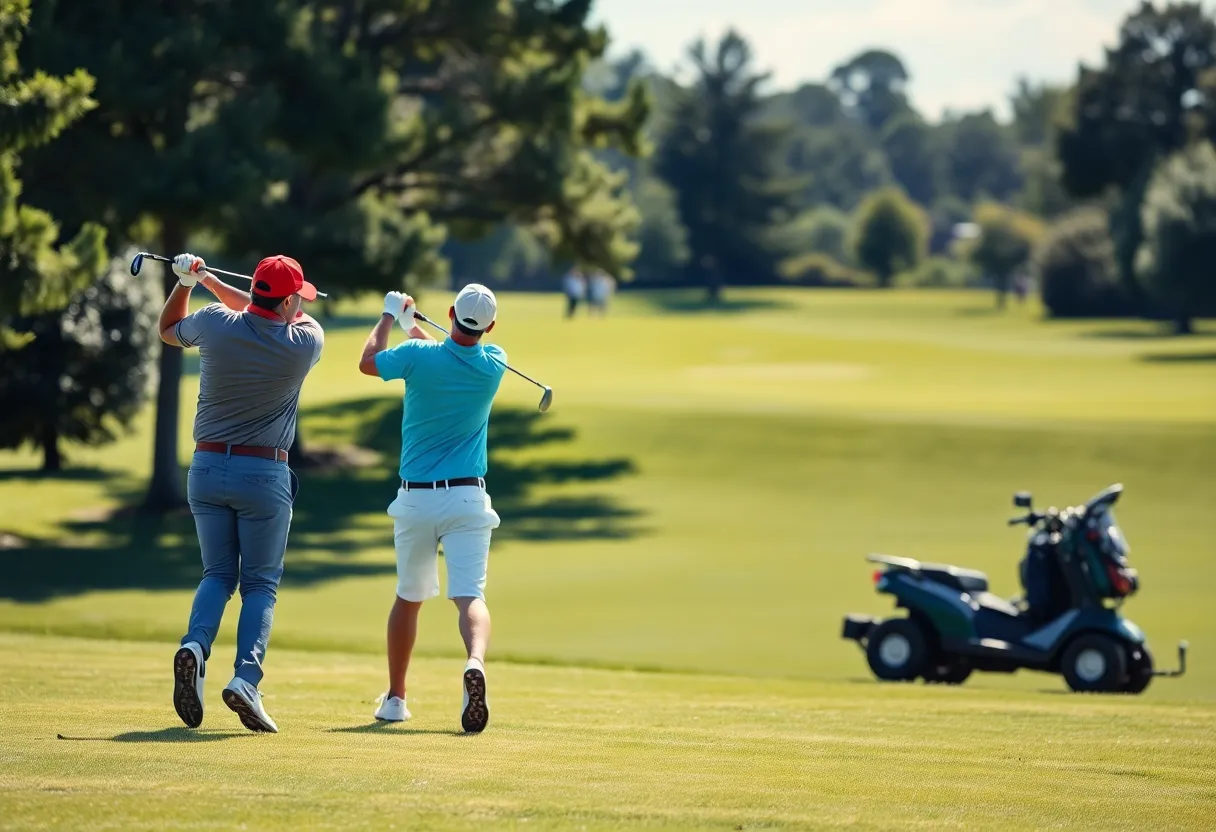 Golfers competing in a match at Mount Pleasant Golf Club.