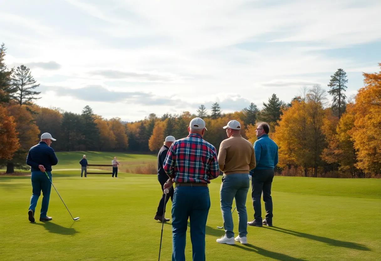 Golfers playing in a scramble at Tekoa Country Club