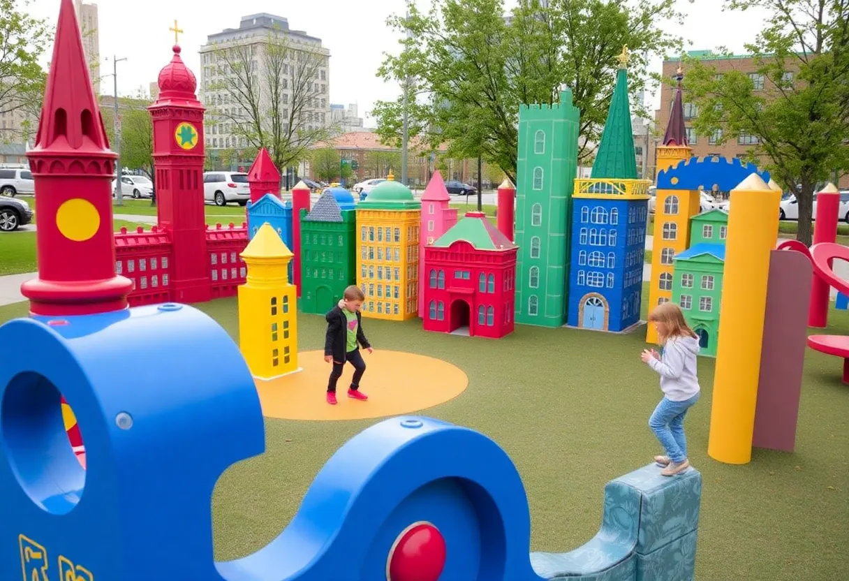Children playing at Gronk Playground on Charles River Esplanade
