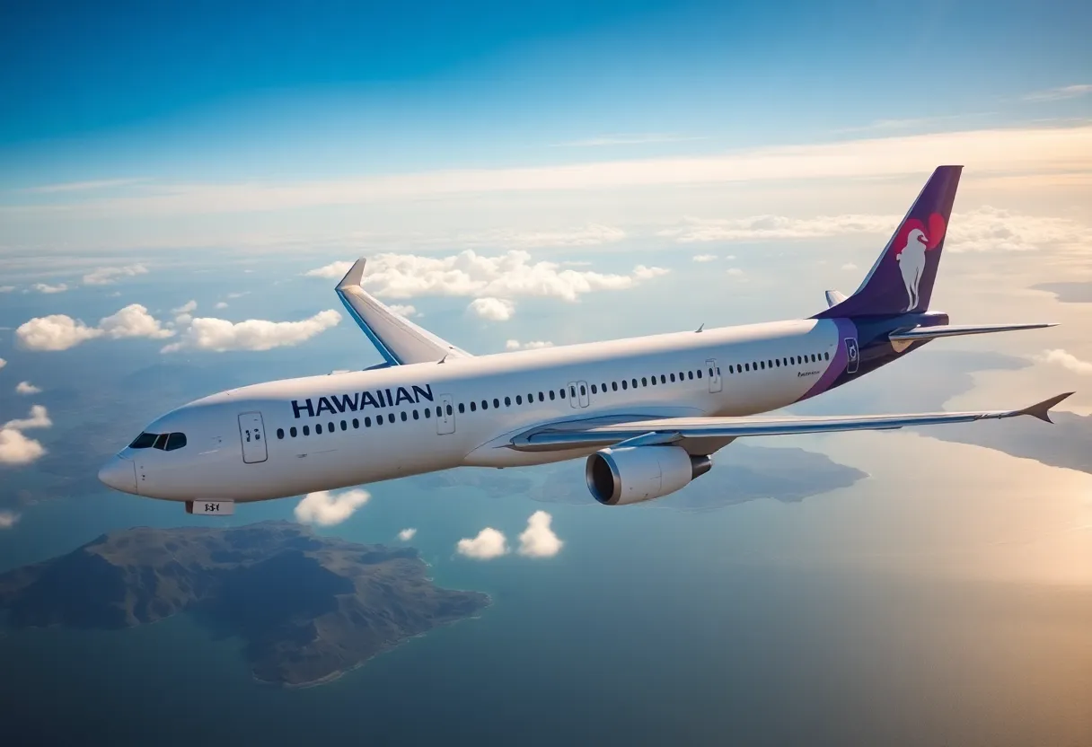 Hawaiian Airlines airplane in the sky