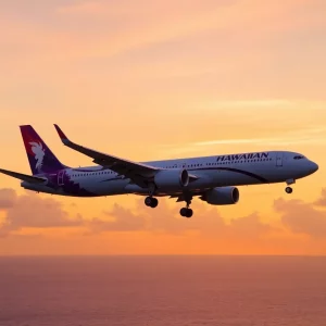 Hawaiian Airlines plane in flight