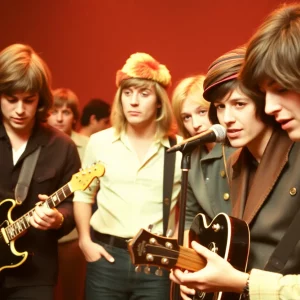 Photographs showcasing legendary rock musicians from the 1960s